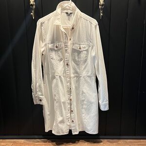 FRYE-White Denim Long Shirt Dress